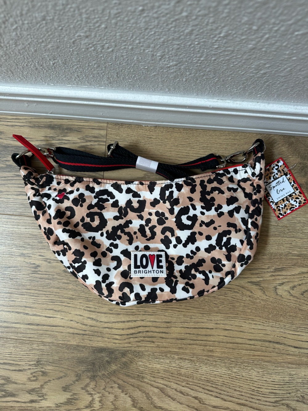 Brighton Love Leopard Crossbody Bag with Red Trim